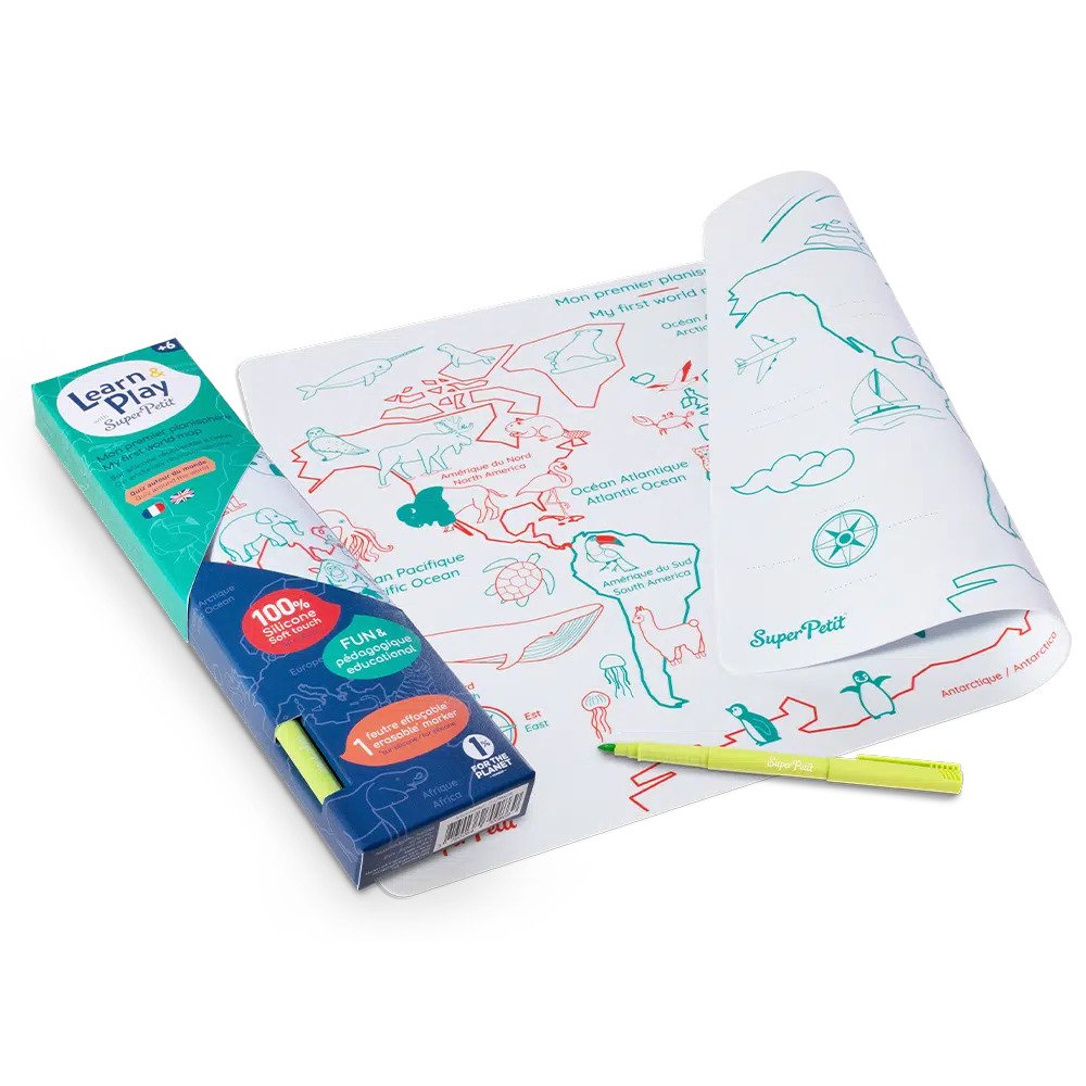 Super Petit - Σουπλά Σιλικόνης Για Ζωγραφική Διπλής Όψης World Map