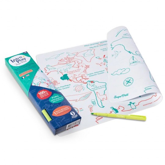Super Petit - Σουπλά Σιλικόνης Για Ζωγραφική Διπλής Όψης World Map