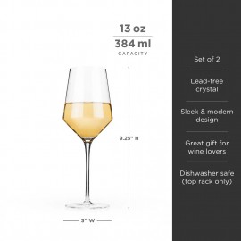 Viski - Σετ 2 Ποτήρια Κρασιού Angled Crystal Chardonnay