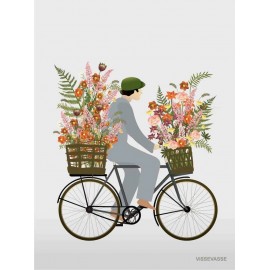 Vissevasse - Δίπτυχη Ευχετήρια Κάρτα Bicycle With Flowers