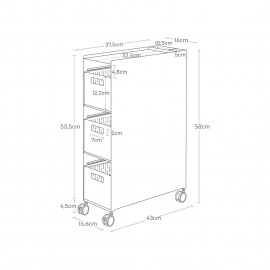 Yamazaki - Τροχήλατο Καλάθι Αποθηκέυσης 3 Επιπέδων Tower BK Yamazaki - Τροχήλατο Καλάθι Αποθηκέυσης 3 Επιπέδων Tower BK