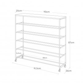 Yamazaki - Ράφι Για Παπούτσια 5 Επιπέδων Με Ροδάκια Tower WH