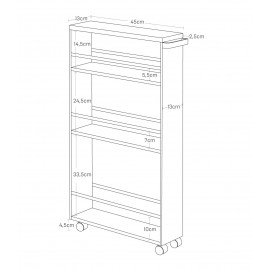 Yamazaki - Τρόλεϊ Κουζίνας/Μπάνιου 3 Επιπέδων Tower Slim WH