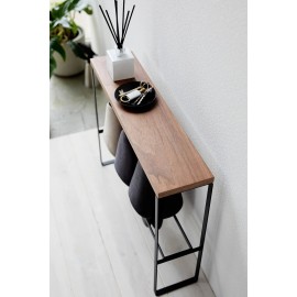Yamazaki - Ράφι Για Παντόφλες Με Ξύλινη Επιφάνεια 12x50x41cm BK