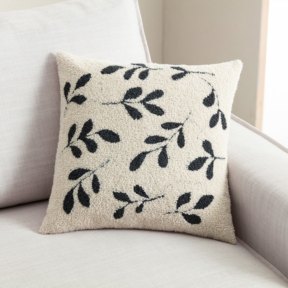 Gofis Home - Μαξιλαροθήκη Herbal 43x43cm Εκρού/Σκούρο Χακί 705/05