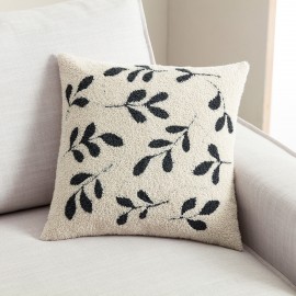 Gofis Home - Μαξιλαροθήκη Herbal 43x43cm Εκρού/Σκούρο Χακί 705/05