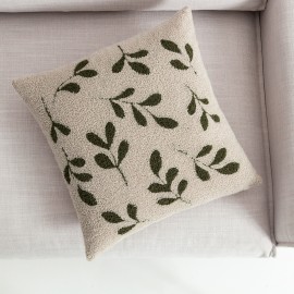 Gofis Home - Μαξιλαροθήκη Herbal 43x43cm Μπεζ/Pine Green 705/06