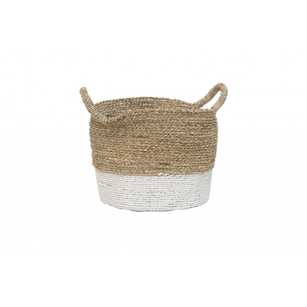 Χειροποίητο Καλάθι Seagrass White/Natural 30 x 30 x 25cm