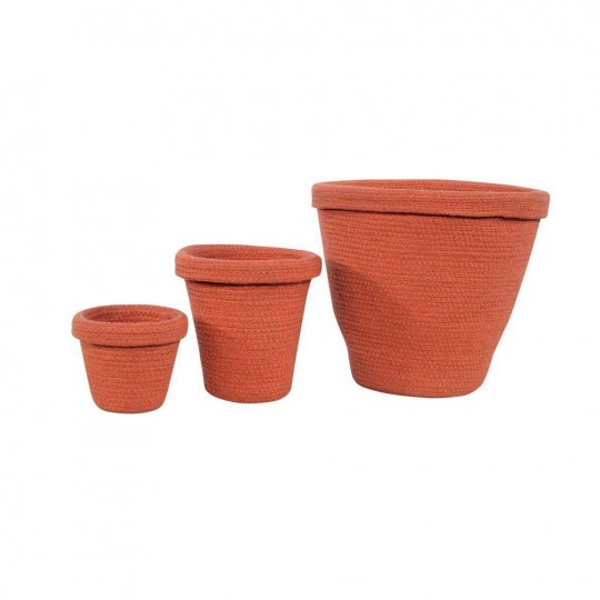 Lorena Canals - Σετ 3 Βαμβακερά Καλάθια Αποθήκευσης Pots Terracota