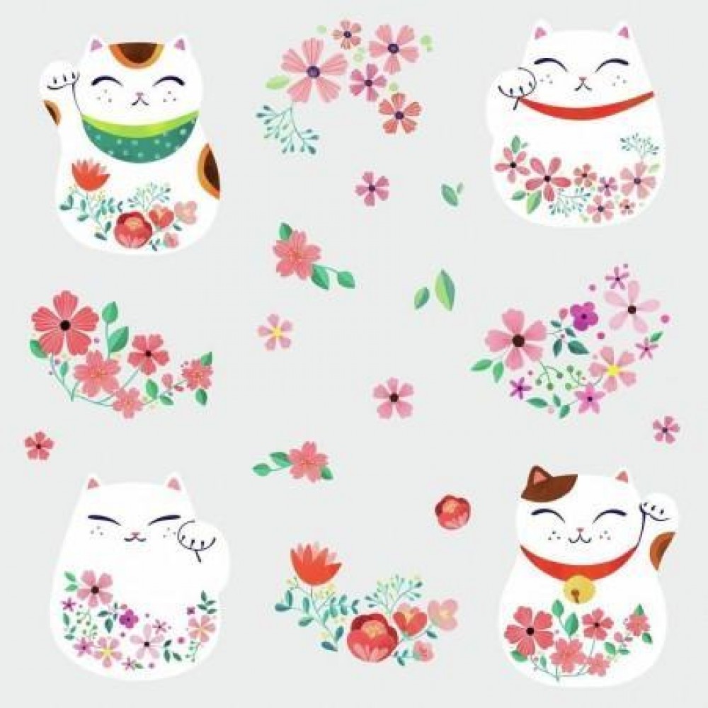 Roommates - Αυτοκόλλητα Τοίχου "Lucky Cat"