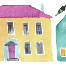 Roommates - Αυτοκόλλητα Τοίχου "Watercolor Village"