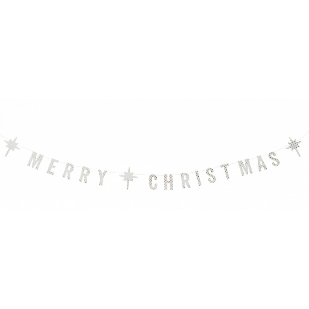 Madam Stoltz - Χάρτινη Γιρλάντα Merry Christmas White