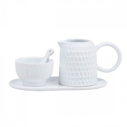 Raeder - Πορσελάνινο Σετ Με Βάση για Γάλα & Ζάχαρη "Mix & Match" White