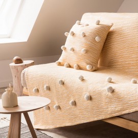  Gofis Home - Διακοσμητικό Ριχτάρι Poms 135x180cm Mustard 555/10