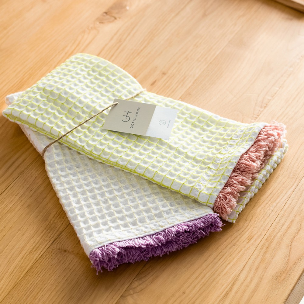 Gofis Home - Ποτηρόπανα Σετ 2τμχ Adelain 40x60cm Λαχανί/Ροζ 590/18 Gofis Home - Ποτηρόπανα Σετ 2τμχ Adelain 40x60cm Λαχανί/Ροζ 590/18