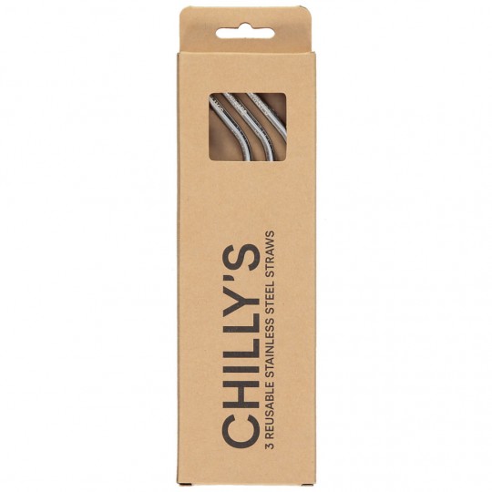 Chillys Bottles - Σετ 3 Ανοξείδωτα Καλαμάκια & Βουρτσάκι Καθαρισμού