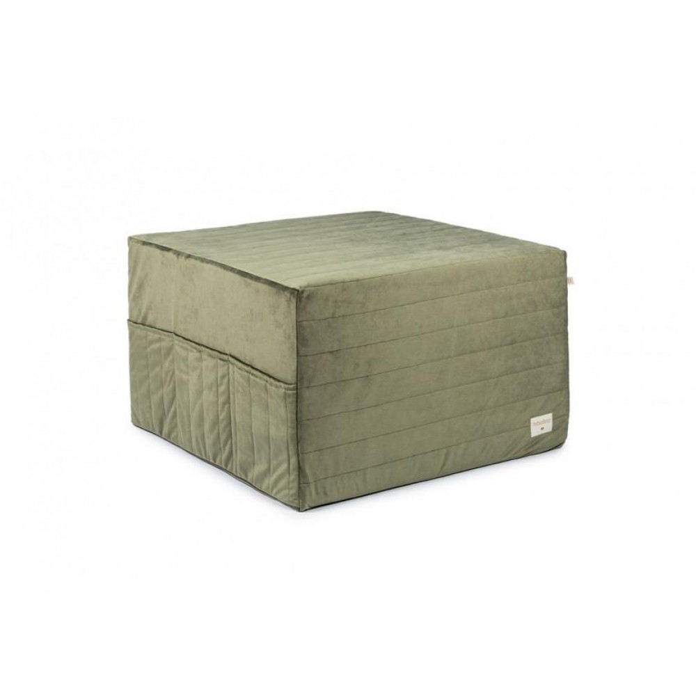 Nobodinoz - Αναδιπλούμενο Στρωματάκι/Πουφ Velvet Olive Green