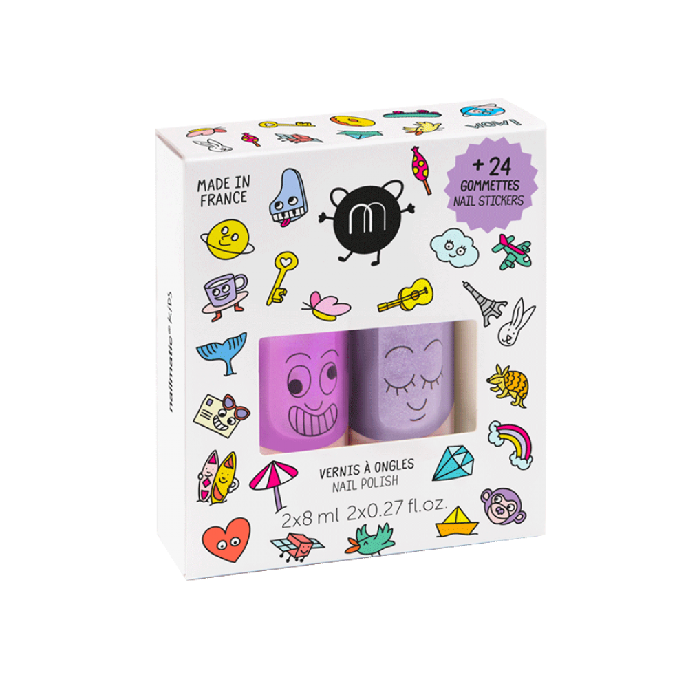Nailmatic - Σετ 2 Βερνίκια Νυχιών Με Αυτοκόλλητα Marshi & Piglou