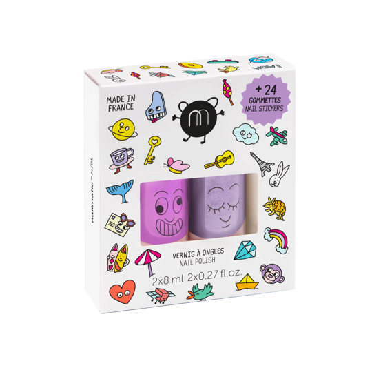 Nailmatic - Σετ 2 Βερνίκια Νυχιών Με Αυτοκόλλητα Marshi & Piglou