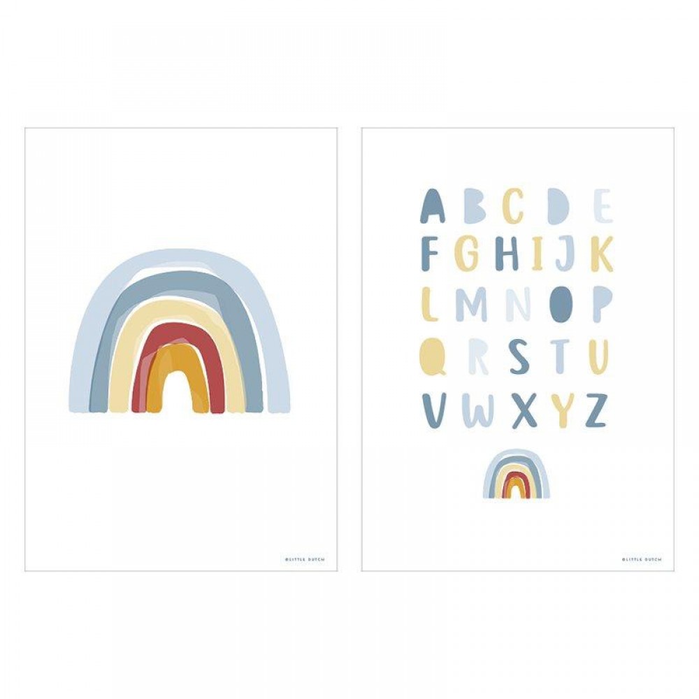 Little Dutch - Poster Α3 Διπλής Όψης Rainbow Alphabet Blue