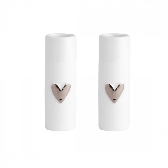 Raeder - Σετ Μίνι Βάζα Πορσελάνης "Heart" Silver