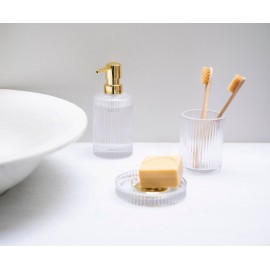 Andrea House - Ποτηράκι Για Οδοντόβουρτσες Stripes Gold Classic