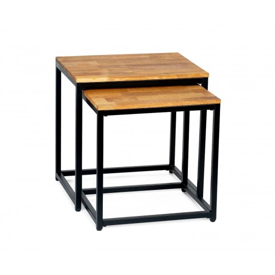Andrea House - Σετ 2 Βοηθητικά Τραπεζάκια Industrial Black 50 x 40 x 50cm/45 x 37 x 45cm