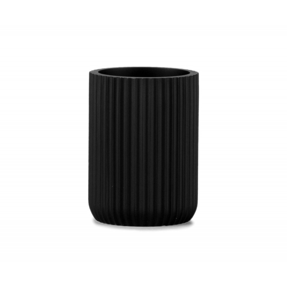 Andrea House - Ποτηράκι Για Οδοντόβουρτσες Black Resin Stripes