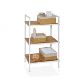 Andrea House - Ραφιέρα Μπάνιου 3 Επιπέδων White Metal/Bamboo