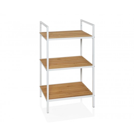 Andrea House - Ραφιέρα Μπάνιου 3 Επιπέδων White Metal/Bamboo