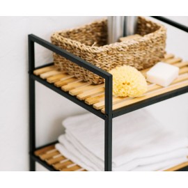 Andrea House - Ραφιέρα Μπάνιου 4 Επιπέδων Black Metal/Bamboo