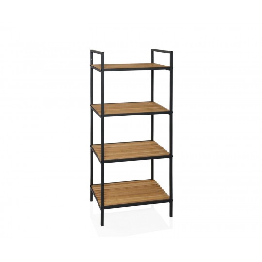 Andrea House - Ραφιέρα Μπάνιου 4 Επιπέδων Black Metal/Bamboo