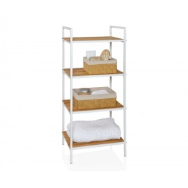 Andrea House - Ραφιέρα Μπάνιου 4 Επιπέδων White Metal/Bamboo