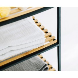 Andrea House - Ραφιέρα Μπάνιου 3 Επιπέδων Black Metal/Bamboo