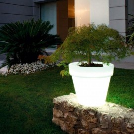 Decolight - Στρόγγυλη Φωτιζόμενη Γλάστρα White D42cm