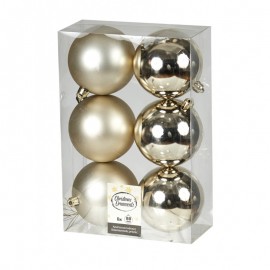 Σετ 6 Χριστουγεννιάτικες Μπάλες 8cm Σαμπανί