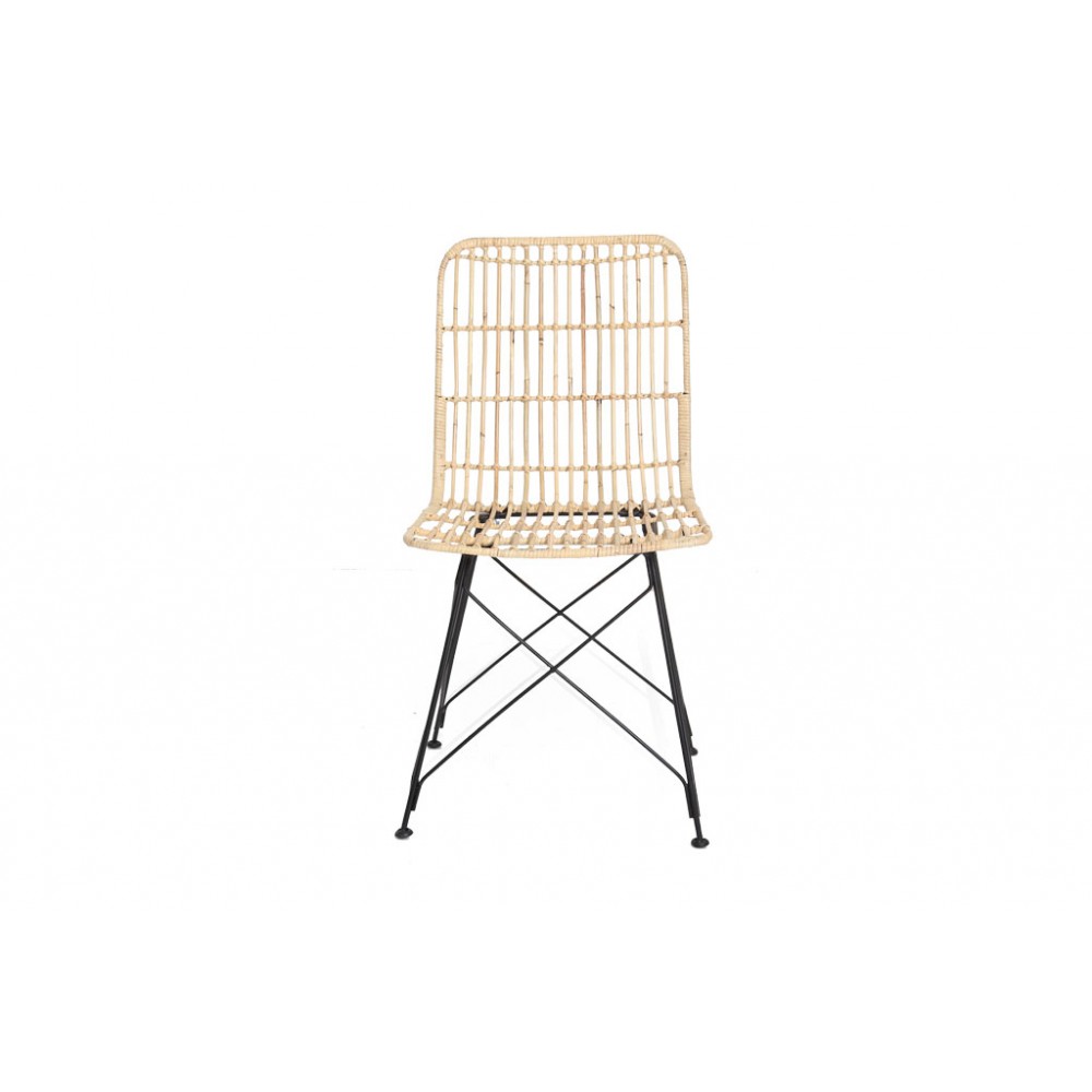 Καρέκλα Τραπεζαρίας KM Natural (45x55x85) Μέταλλο + Kubu rattan Soulworks