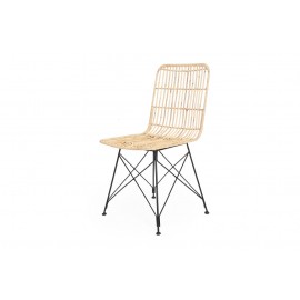 Καρέκλα Τραπεζαρίας KM Natural (45x55x85) Μέταλλο + Kubu rattan Soulworks