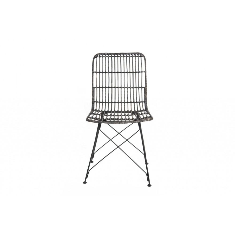 Καρέκλα Τραπεζαρίας KM Black (45x55x85) Μέταλλο + Kubu rattan Soulworks