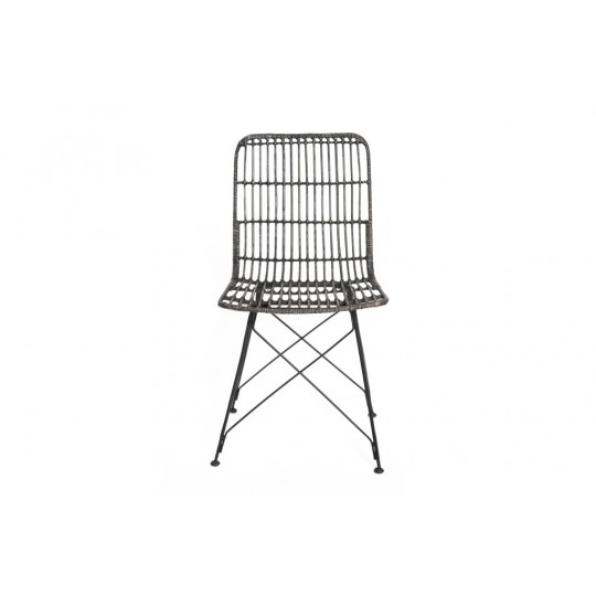 Καρέκλα Τραπεζαρίας KM Black (45x55x85) Μέταλλο + Kubu rattan Soulworks