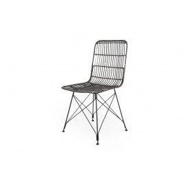 Καρέκλα Τραπεζαρίας KM Black (45x55x85) Μέταλλο + Kubu rattan Soulworks