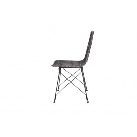 Καρέκλα Τραπεζαρίας KM Black (45x55x85) Μέταλλο + Kubu rattan Soulworks