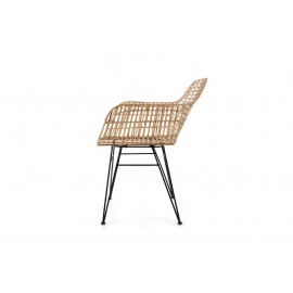 Καρέκλα Τραπεζαρίας με μπράτσα Marea Black legs (57x60x82) Μέταλλο + Kubu rattan Soulworks