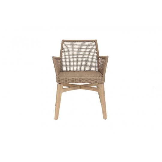 Καρέκλα Τραπεζαρίας με μπράτσα Thin Air Low Back Latte (61x59x79) eucalyptus & rope Soulworks