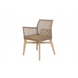 Καρέκλα Τραπεζαρίας με μπράτσα Thin Air Low Back Latte (61x59x79) eucalyptus & rope Soulworks