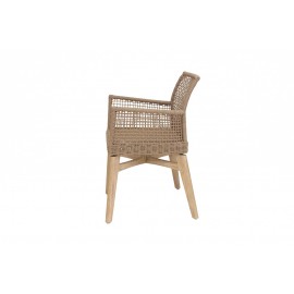 Καρέκλα Τραπεζαρίας με μπράτσα Thin Air Low Back Latte (61x59x79) eucalyptus & rope Soulworks