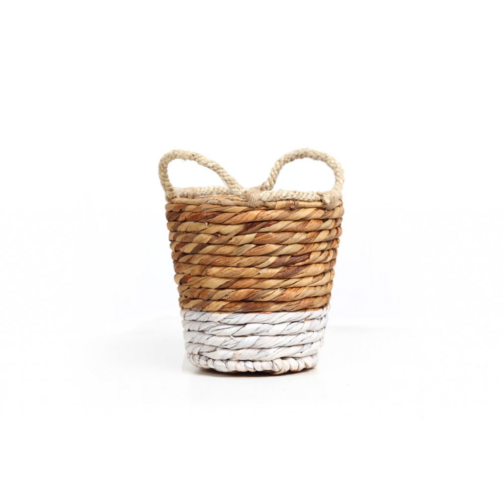 Καλάθι Jununca top edge natural with white Small (20x20/26) Soulworks