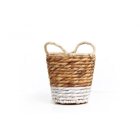 Καλάθι Jununca top edge natural with white Small (20x20/26) Soulworks