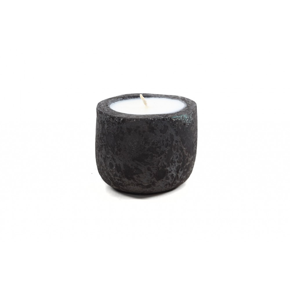 Κεραμικό Κηροπήγιο Mingi Black Spot Gray Medium (13x13x12) Soulworks