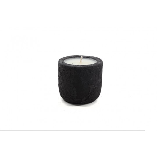 Κεραμικό Κηροπήγιο Mingi Black Spot Gray Small (11x11x10) Soulworks